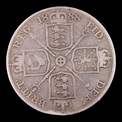 Lot 588 - A Queen Victorian 1888 silver double florin coin