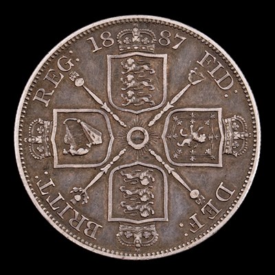Lot 589 - A Queen Victorian 1887 silver double florin coin