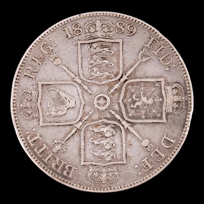 Lot 590 - A Queen Victorian 1889 silver double florin coin