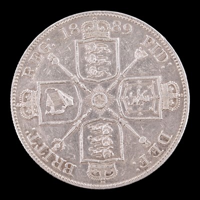 Lot 591 - A Queen Victorian 1889 silver double florin coin