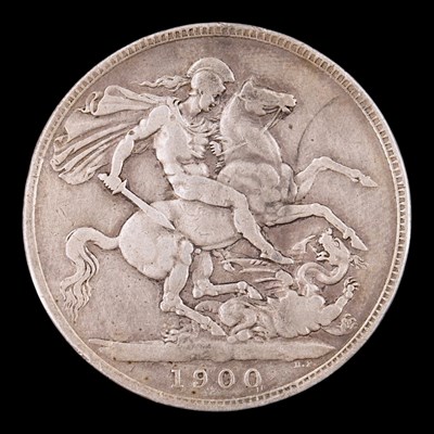 Lot 595 - A Queen Victoria 1900 silver crown coin