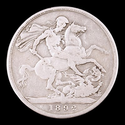 Lot 596 - A Queen Victoria 1892 silver crown coin
