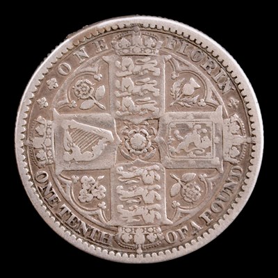 Lot 599 - A Queen Victoria 1849 silver "Godless" florin...