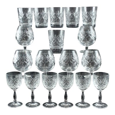 Lot 1094 - A large group of cut-glass drinking glasses,...