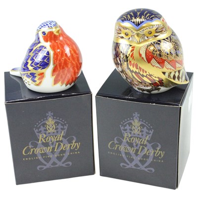 Lot 961 - Royal Crown Derby "Robin" and "Little Owl"...