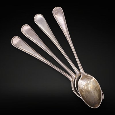 Lot 1168 - A set of four George V silver feather-edged...