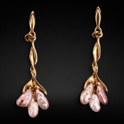 Lot 1269 - A pair of near-contemporary baroque pearl and...