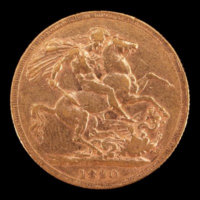 Lot 1209 - An 1890 gold sovereign coin