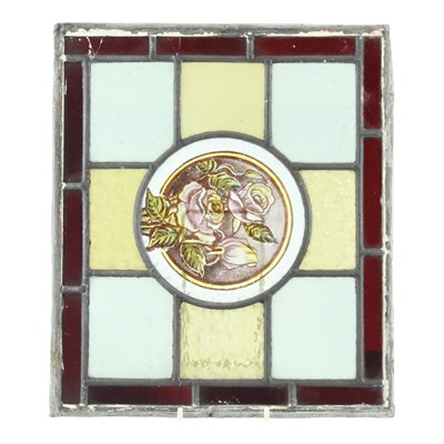 Lot 1059 - A Victorian stained glass panel, decorated...