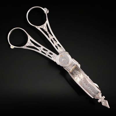 Lot 1164 - George III silver candle snuffers, having...