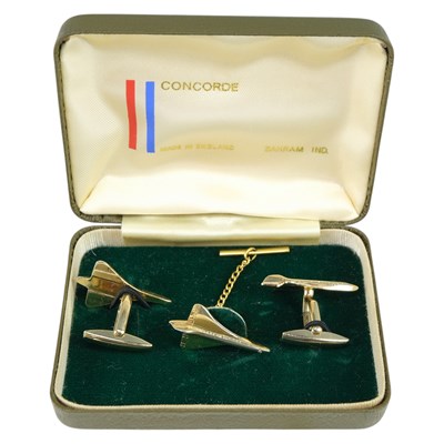 Lot 640 - A cased 1970s Concorde gold-plated cufflink...