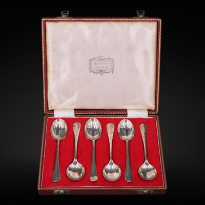 Lot 1170 - A cased set of 1960s silver Hanoverian pattern...