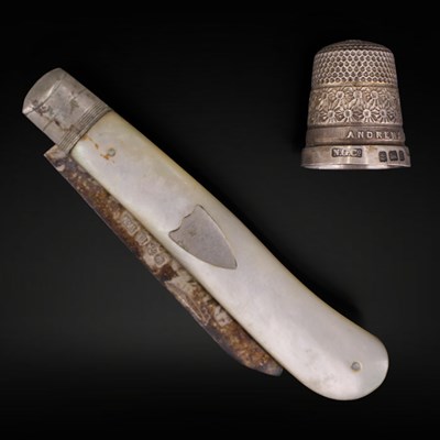 Lot 1174 - A George V silver and mother-of-pearl folding...