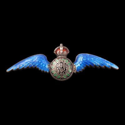 Lot 145 - An RAF enamelled white metal sweetheart brooch,...
