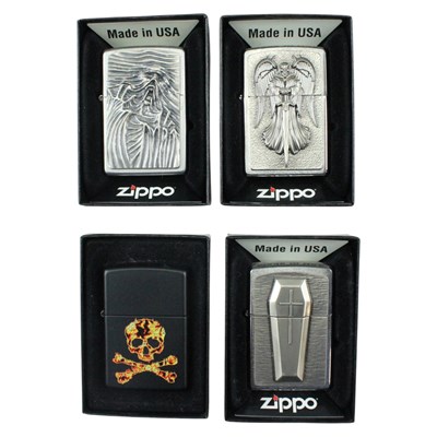 Lot 542 - Four boxed Zippo lighters, comprising "Flaming...