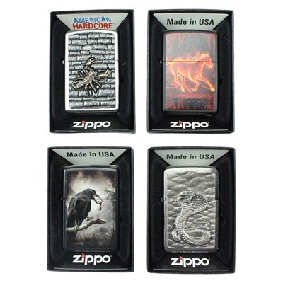 Lot 543 - Four boxed Zippo lighters, comprising "Green...