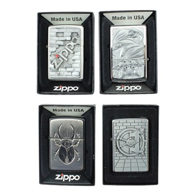 Lot 550 - Four boxed Zippo lighters, comprising "Wall...