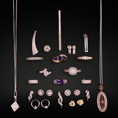 Lot 1228 - A group of contemporary gemstone-set silver /...