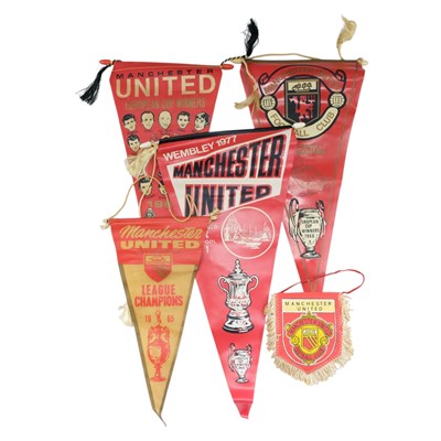 Lot 601 - Five Manchester United Football Club pennants,...