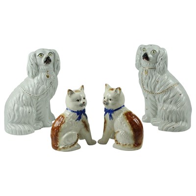 Lot 979 - A pair of Victorian Staffordshire fireside...