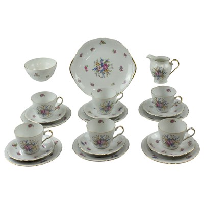 Lot 971 - A Durham China floral transfer-printed teaset...