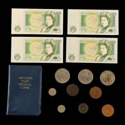 Lot 477 - Four Bank of England One Pound banknotes, J44...