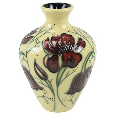 Lot 949 - A Moorcroft "Chocolate Cosmos" vase, approx 10 cm