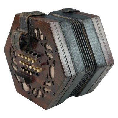 Lot 695 - A Victorian rosewood concertina, (a/f)