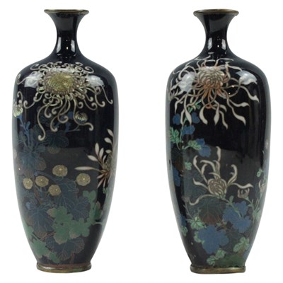 Lot 895 - A pair of Meiji Japanese diminutive cloisonne...