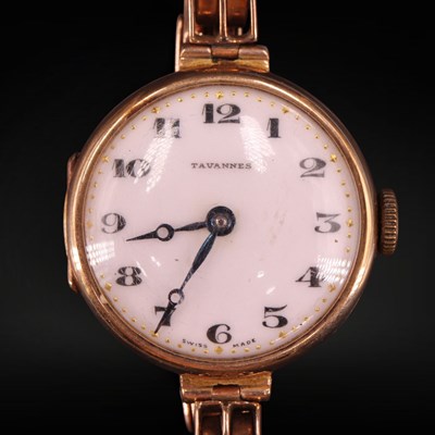 Lot 1348 - A 1930s ladys Tavannes Watch Co 9 ct gold...