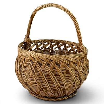 Lot 838 - A vintage wicker hand basket, 32 cm x 40 cm high