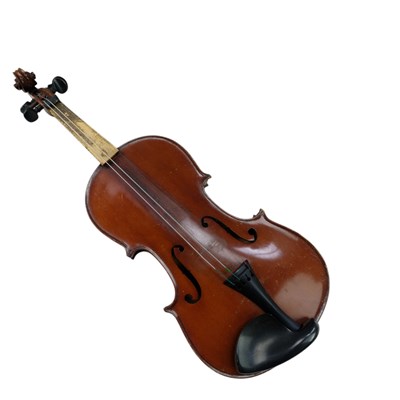 Lot 691 - Three violins, bows and cases