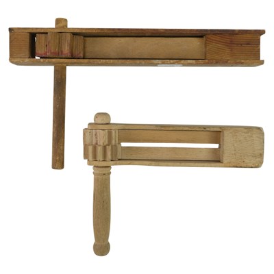 Lot 568 - [Football] Two vintage wooden rattles