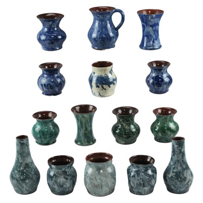 Lot 902 - Wetheriggs / Schofield Pottery vases, marbled...