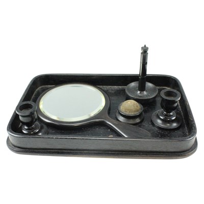 Lot 834 - An early 20th Century ebony dressing table set,...