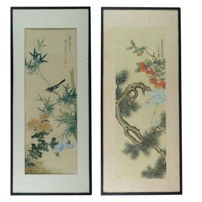 Lot 1430 - Two Japanese scroll paintings, respectively of...