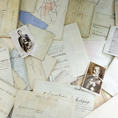 Lot 254 - A large group of archival legal documents...