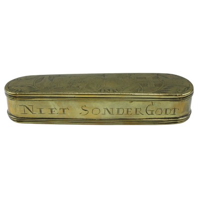 Lot 536 - An 18th Century Dutch brass tobacco box, the...