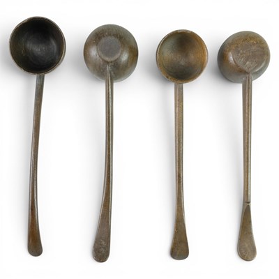 Lot 863 - Four late 19th Century diminutive treen ladles,...
