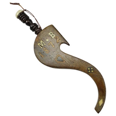 Lot 803 - A 19th Century treen "Goosewing" love token...