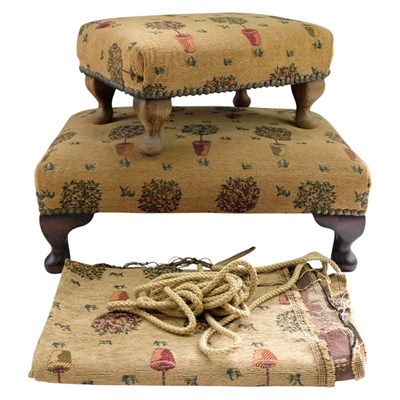 Lot 1436 - Two traditional fabric-upholstered foot stools,...