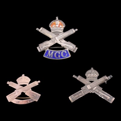 Lot 155 - Three Great War machine Gun Corps silver...