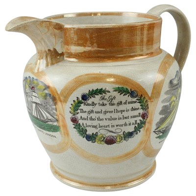 Lot 947 - A large 19th Century Sunderland orange lustre...