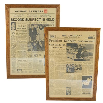 Lot 1405 - Two framed 1963 British Newspapers reporting...
