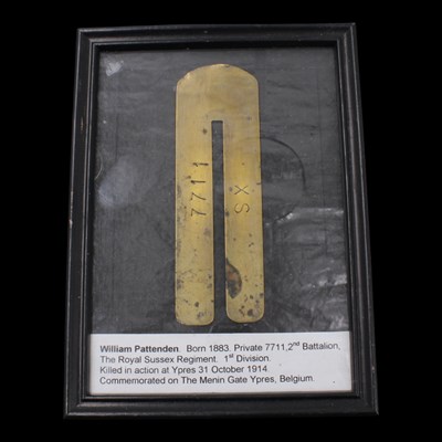 Lot 43 - A Great War British Army soldier's brass...