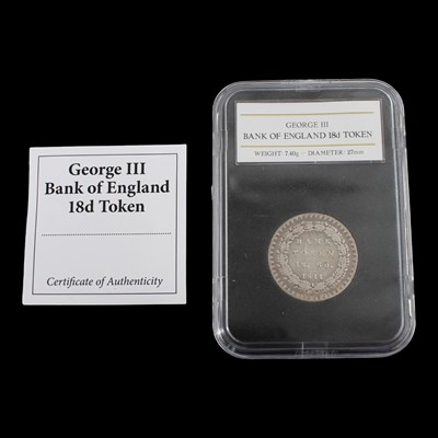 Lot 451 - A George III 1811 Bank of England 1 shilling...