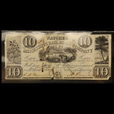 Lot 483 - A US Mississippi Railroad Company $10 post...
