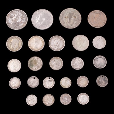 Lot 397 - A group of GB and Commonwealth silver coins,...