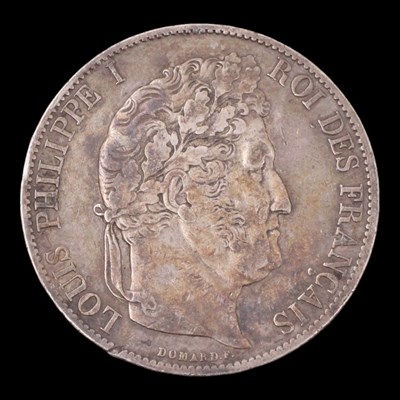 Lot 398 - An 1846 silver 5 Francs coin, 24.7g