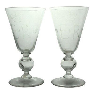 Lot 1062 - A pair of Whitefriars Elizabeth II 1953...